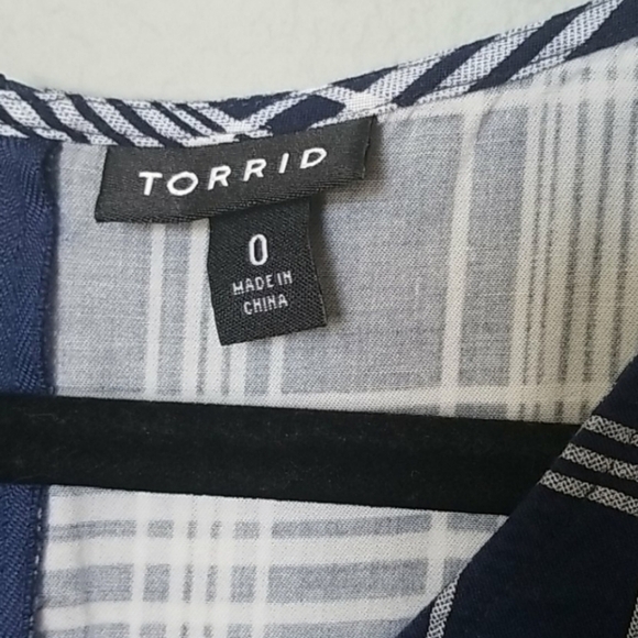 Torrid Preppy challis plaid lace up short sleeve dress large - Picture 2 of 8